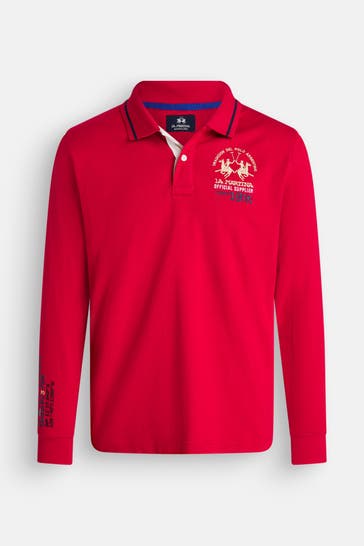 LA MARTINA Langarm-Polo rot