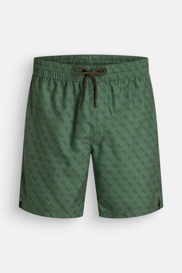 GUESS Badeshorts dunkelgrün gemustert