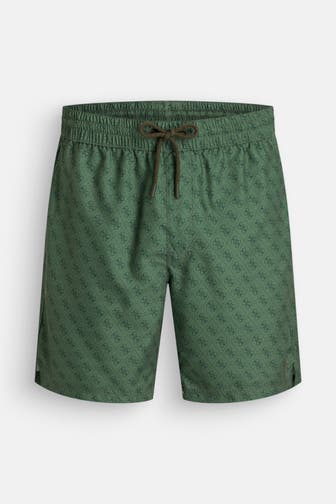 GUESS Badeshorts dunkelgrün gemustert