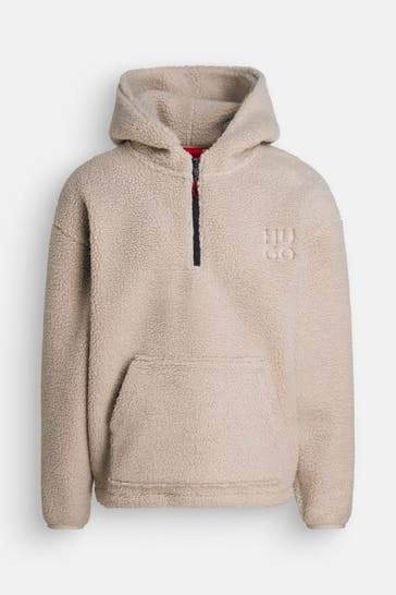 HUGO Teddyfell-Hoodie 'Dotato' beige