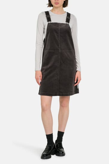 MARC O'POLO DENIM Cord-Latzkleid grau