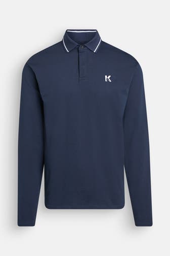 KARL LAGERFELD Langarm-Polo navy