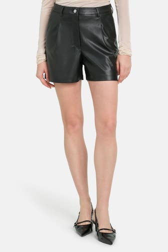 CALVIN KLEIN Kunstleder-Shorts schwarz