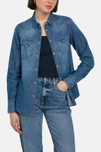 REPLAY Jeansbluse blau