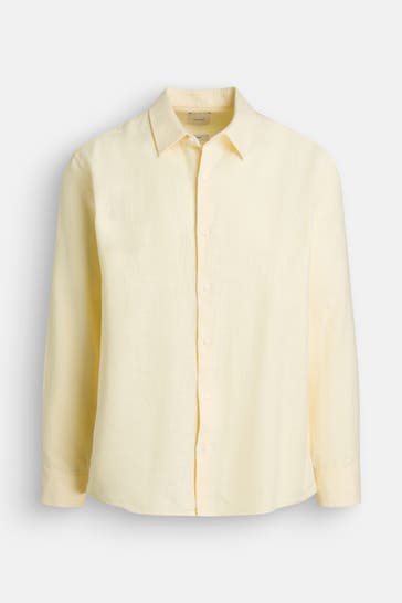 CK JEANS Leinenmix-Hemd hellgelb