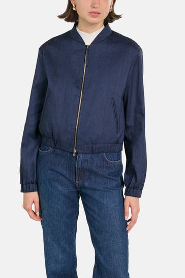 RIANI Leinenmix-Blouson dunkelblau