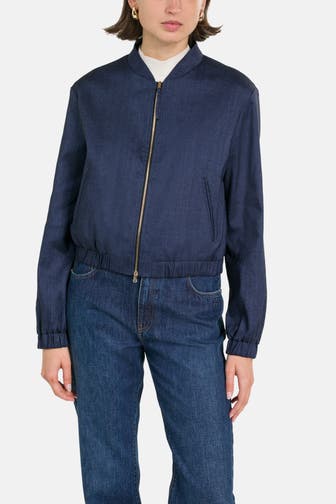 RIANI Leinenmix-Blouson dunkelblau
