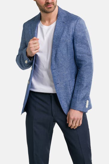 BOSS Leinenmix-Sakko 'Hanry' blau