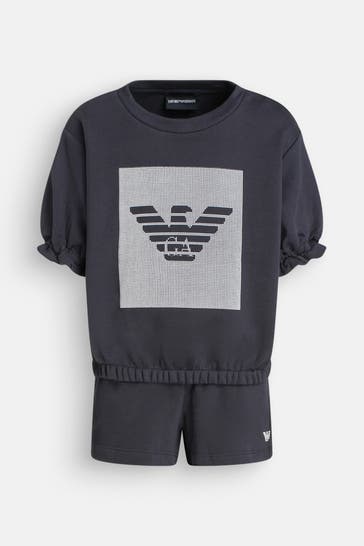 EMPORIO ARMANI Set: Sweatshirt und Sweatshorts schwarzblau