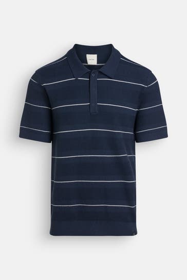CALVIN KLEIN Strickpolo-Shirt nachtblau