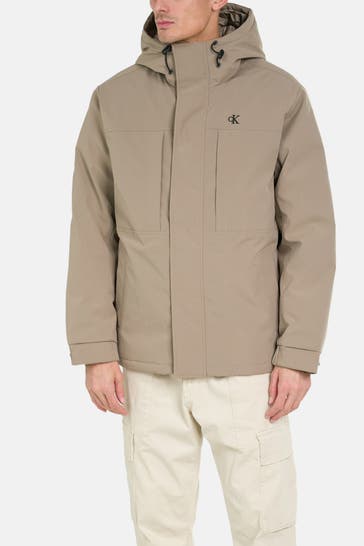 CALVIN KLEIN Stone-grey Down Jacket
