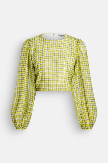 GANNI Blusenshirt gelb kariert