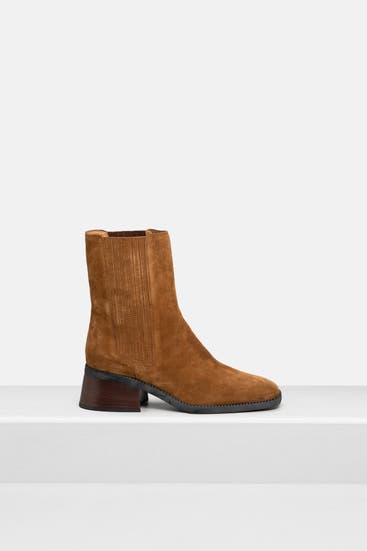 TOD'S - Leder-Stiefeletten cognac