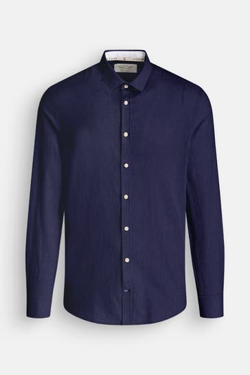 COLOURS & SONS Leinenmix-Hemd nachtblau