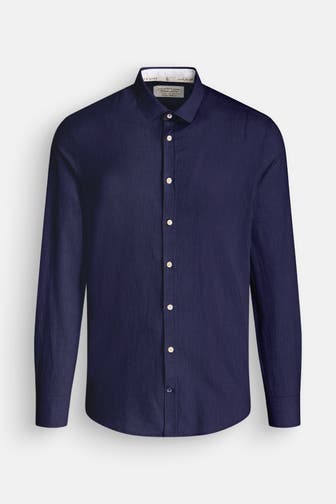 COLOURS & SONS Leinenmix-Hemd nachtblau