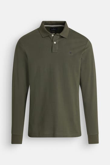HACKETT Langarm-Polo tannengrün