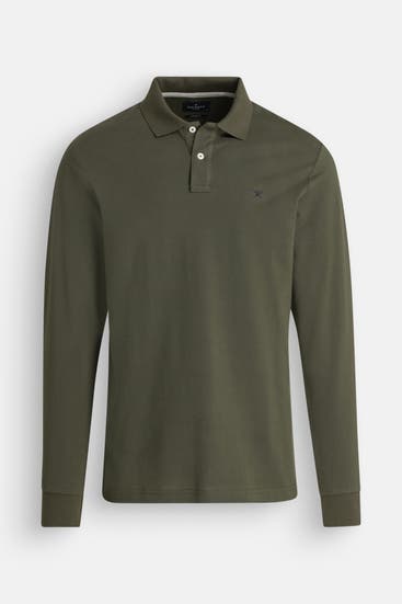HACKETT - Langarm-Polo tannengrün