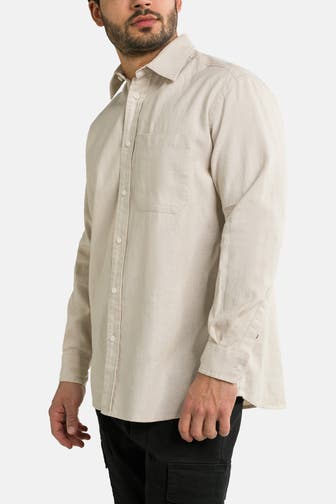 WOODBIRD Leinenmix-Hemd beige