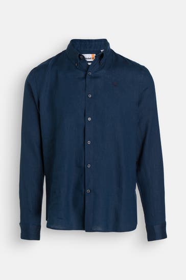 TIMBERLAND Leinenhemd nachtblau Slim Fit