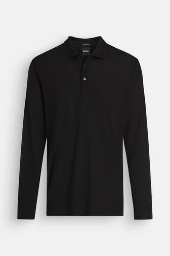 BOSS Langarm-Polo schwarz