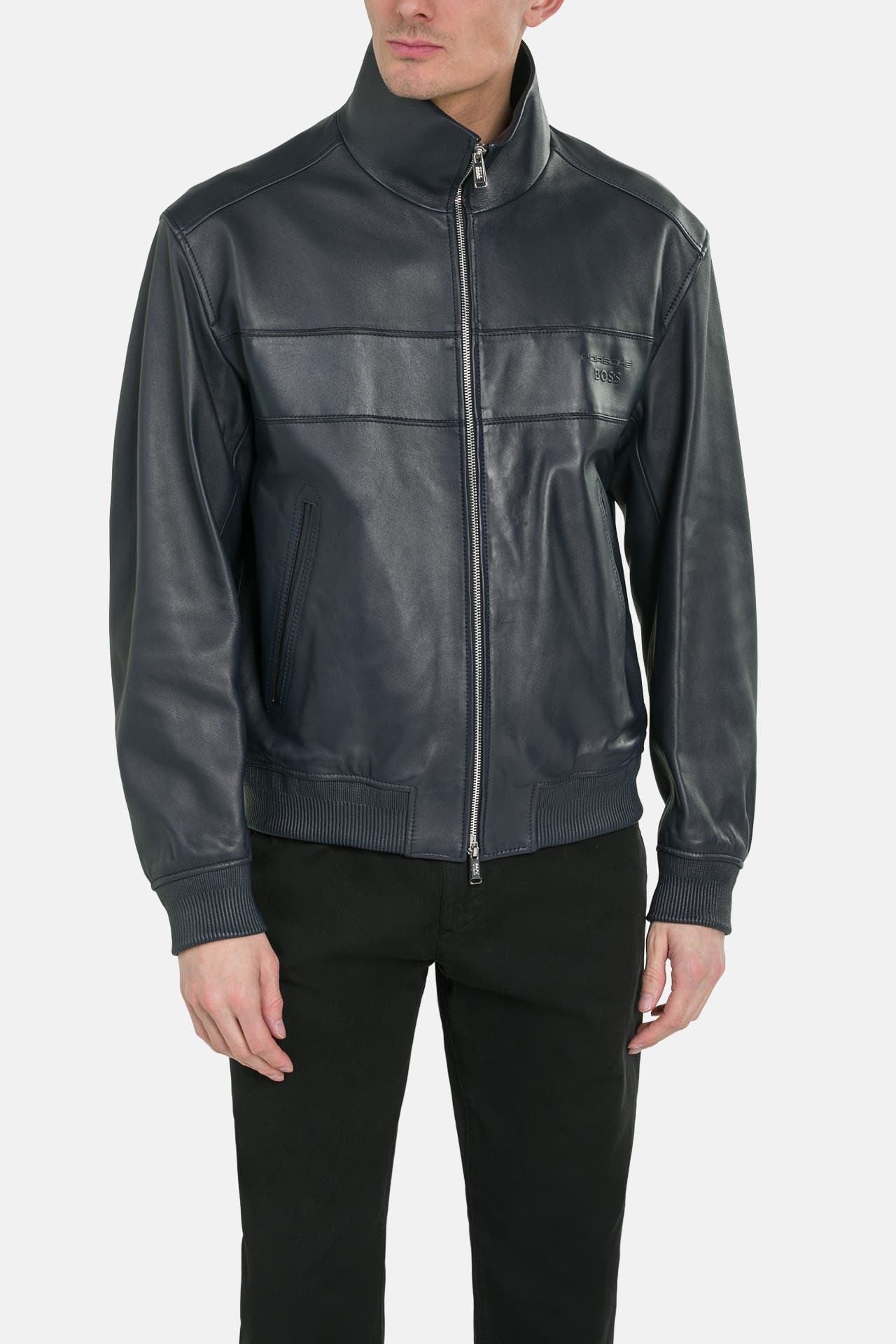 BOSS Lederjacke 'Maron' graublau, Bild 1