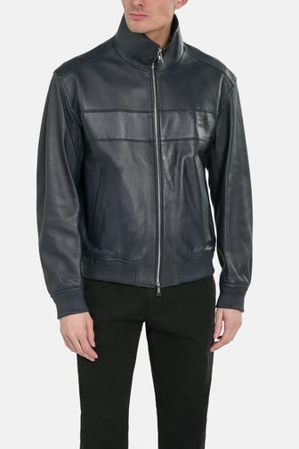 BOSS Lederjacke 'Maron' graublau