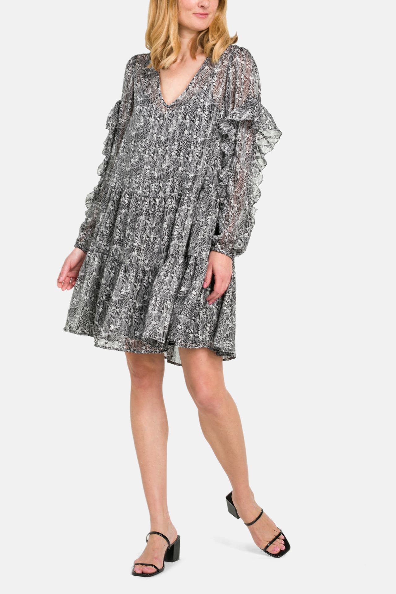 CLAIRE LUISE Volantkleid gemustert, Bild 1