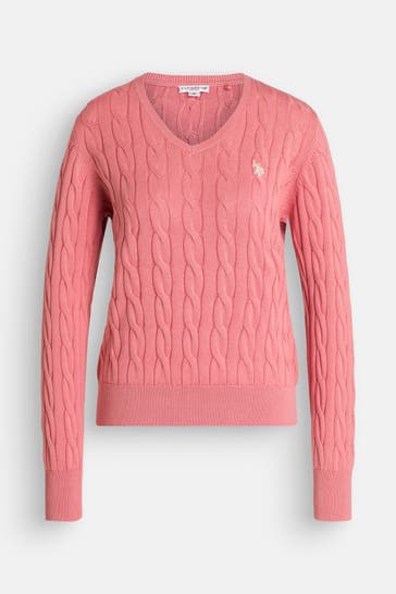 U.S. POLO ASSN. Strickpullover dunkelrosa