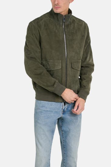 TOMMY HILFIGER Lederjacke dunkelgrün