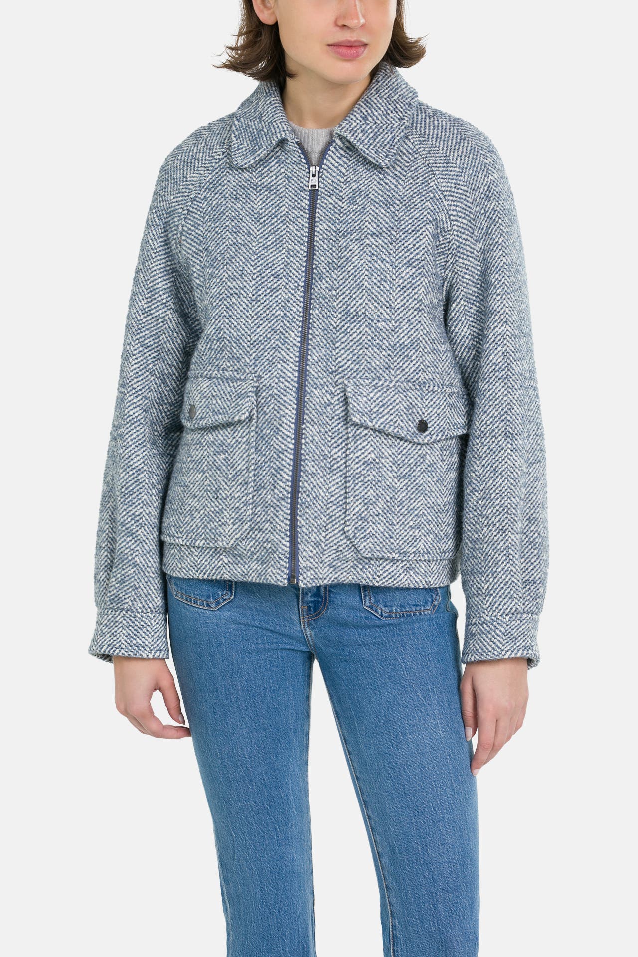 WOOLRICH Wollmixjacke blau gemustert, Bild 1