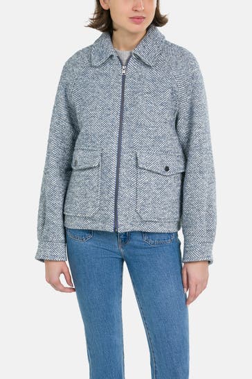 WOOLRICH Wollmixjacke blau gemustert