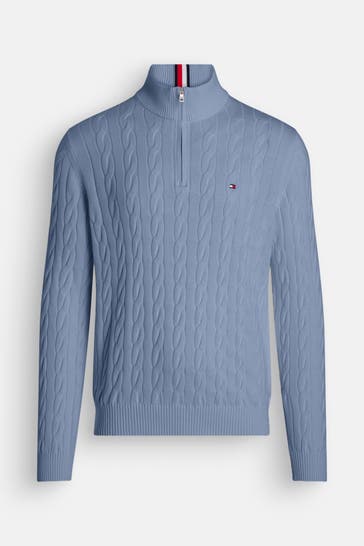 TOMMY HILFIGER Strick-Troyer taubenblau