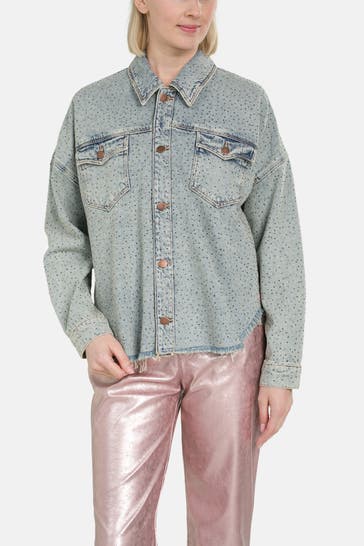 GUESS Denim-Bluse hellblau