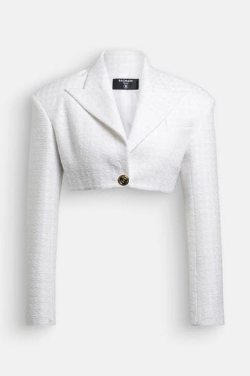 BALMAIN Tweed-Blazer perlmutt