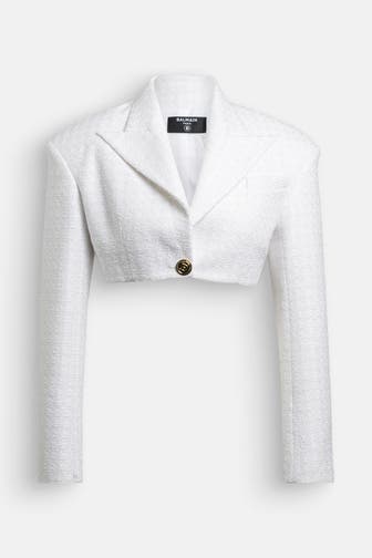 BALMAIN Tweed-Blazer perlmutt