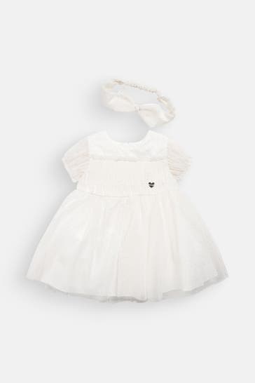 MAYORAL Set: Kleid und Stirnband offwhite