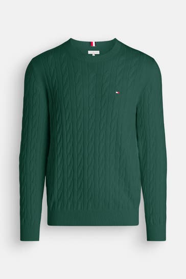 TOMMY HILFIGER Strickpullover dunkelgrün