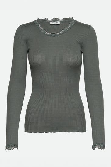 ROSEMUNDE Seidenmix-Longsleeve smaragdgrün
