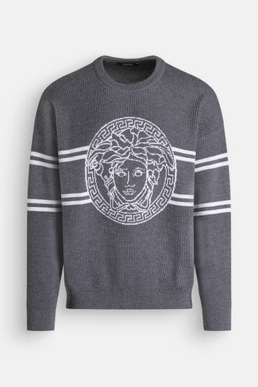 VERSACE Strickpullover dunkelgrau