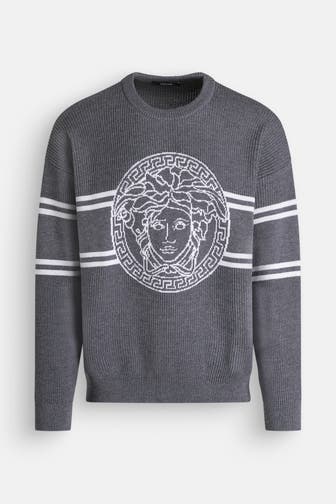 VERSACE Strickpullover dunkelgrau