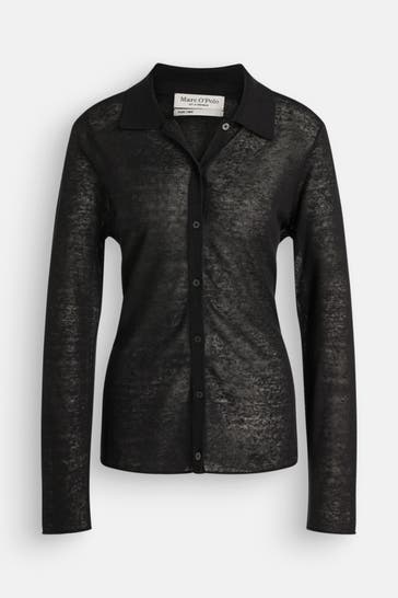 MARC O'POLO Leinen-Strickjacke schwarz