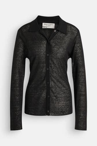 MARC O'POLO Leinen-Strickjacke schwarz