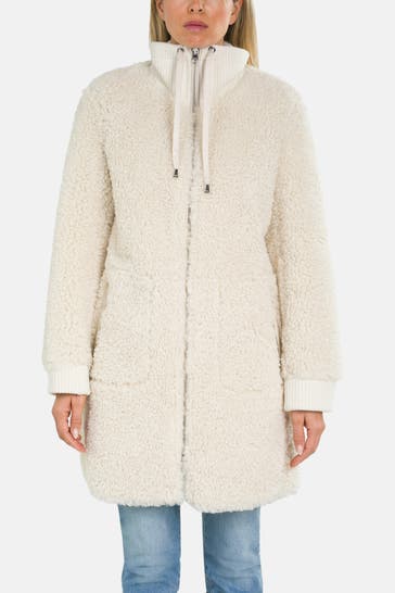 MILESTONE Kunstfell-Wendemantel offwhite