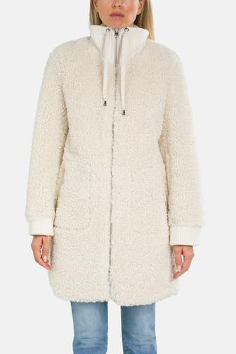 MILESTONE Kunstfell-Wendemantel offwhite