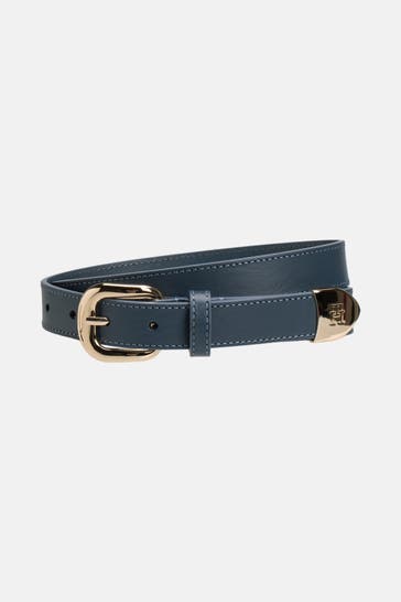 TOMMY HILFIGER Ledergürtel 'TH Refined' blau