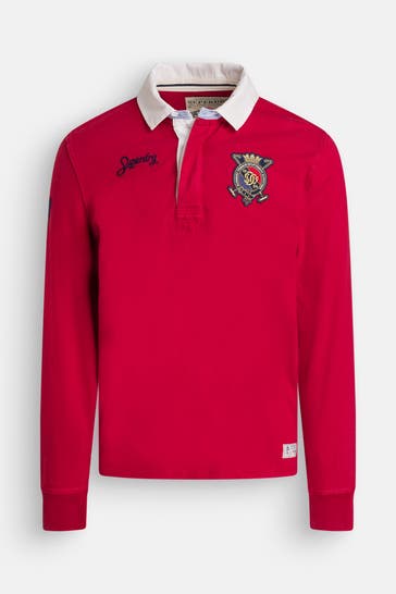 SUPERDRY Langarm-Polo rot