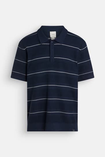 CALVIN KLEIN Strickpolo-Shirt nachtblau