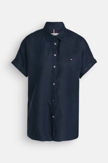 TOMMY HILFIGER Leinenbluse dunkelblau