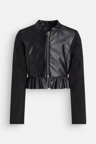 GUESS Kunstlederjacke schwarz