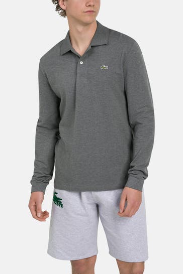 LACOSTE Langarm-Polo grau